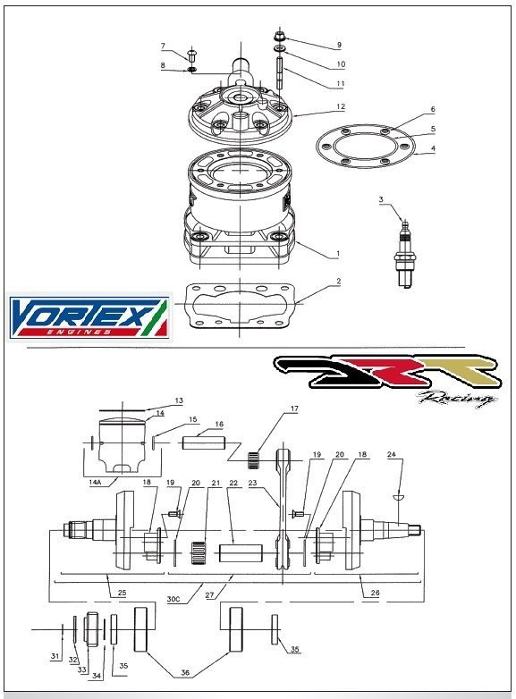 2) Cylinder Base Gasket 0,4