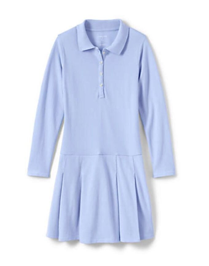 Girls Long Sleeve Polo Uniform Shirt with School Monogram (Mandatory style for girls in Grades 5-8)