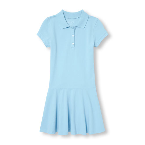 Girls Short Sleeve Polo Dress French Toast with School Monogram(only Dk to Grade 2)