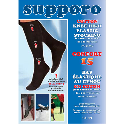 Supporo Cotton Knee High Elastic Support Stocking 15-20 mmHg