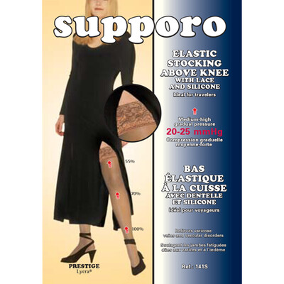 Supporo Elastic Above Knee Support Stocking 15-20 mmHg with Lace and silicone