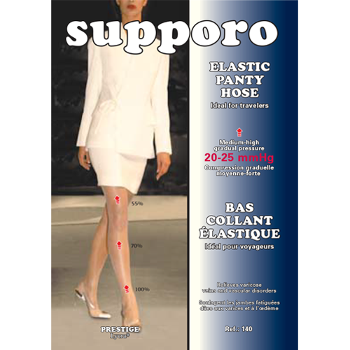 Supporo Bas collant élastique compression moyenne-forte 20-25 mmHg