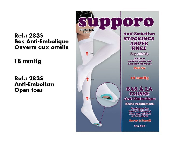 Supporo Thigh Anti-Embolism Elastic Stockings. Open Toe.