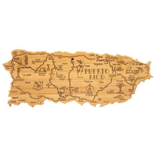 Puerto Rico Bamboo Shaped Serving &amp; Cutting Board