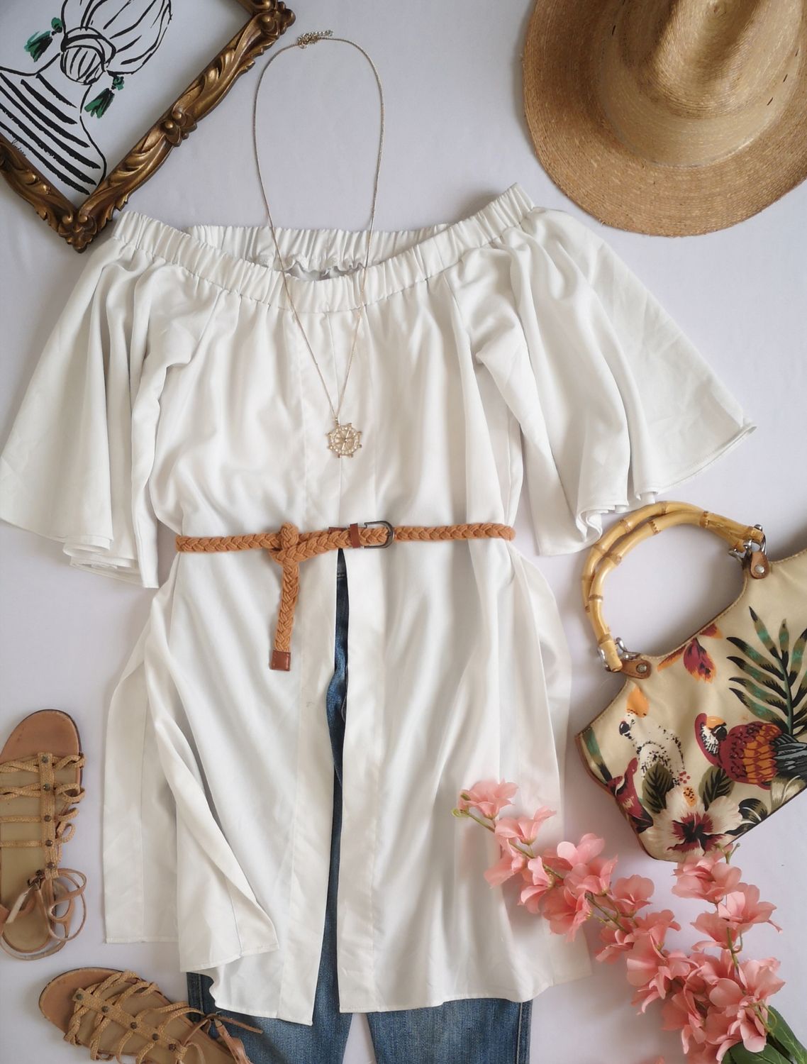 MAXI BLUSA HOMBROS DESCUBIERTOS INCLUYE CINCHO