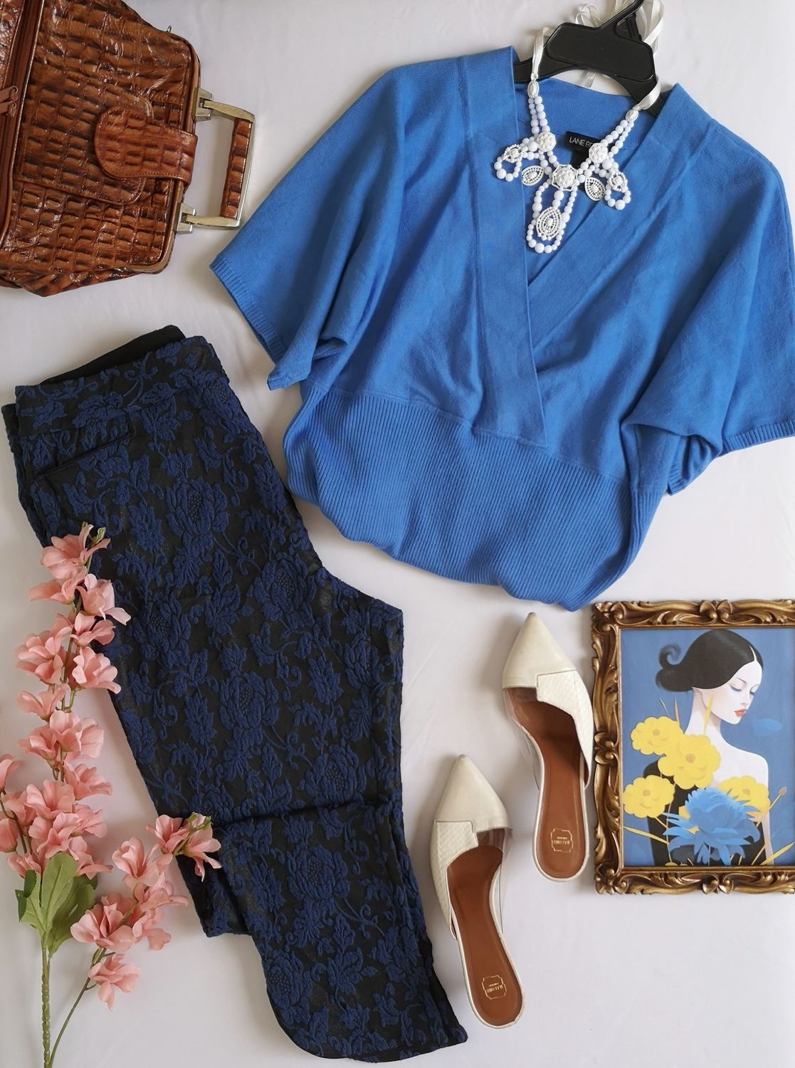 PANTALÓN TEJIDO BROCADO Y BLUSA MANGAS ESTILO KIMONO