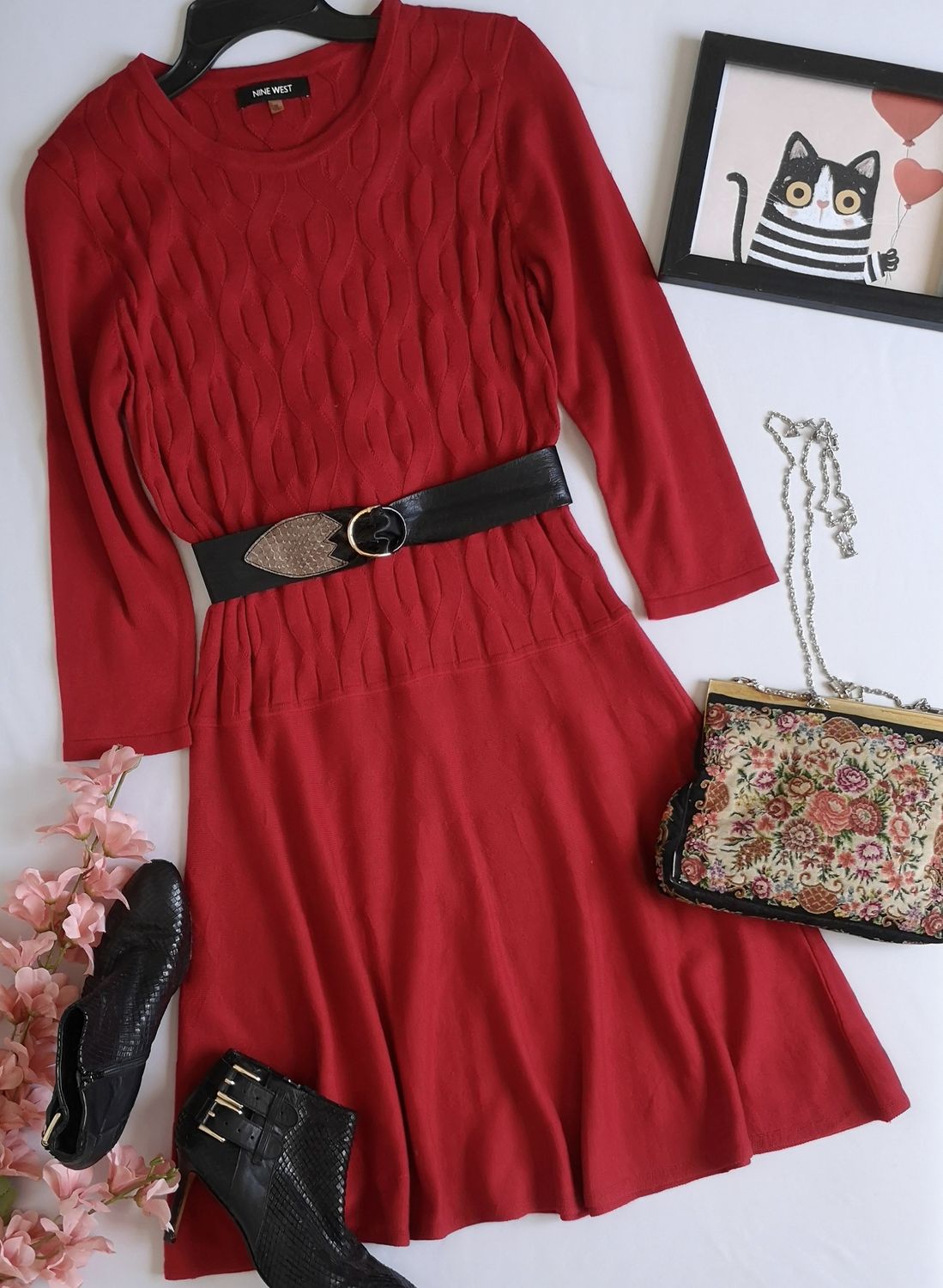 VESTIDO TEJIDO NINE WEST INCLUYE CINCHO
