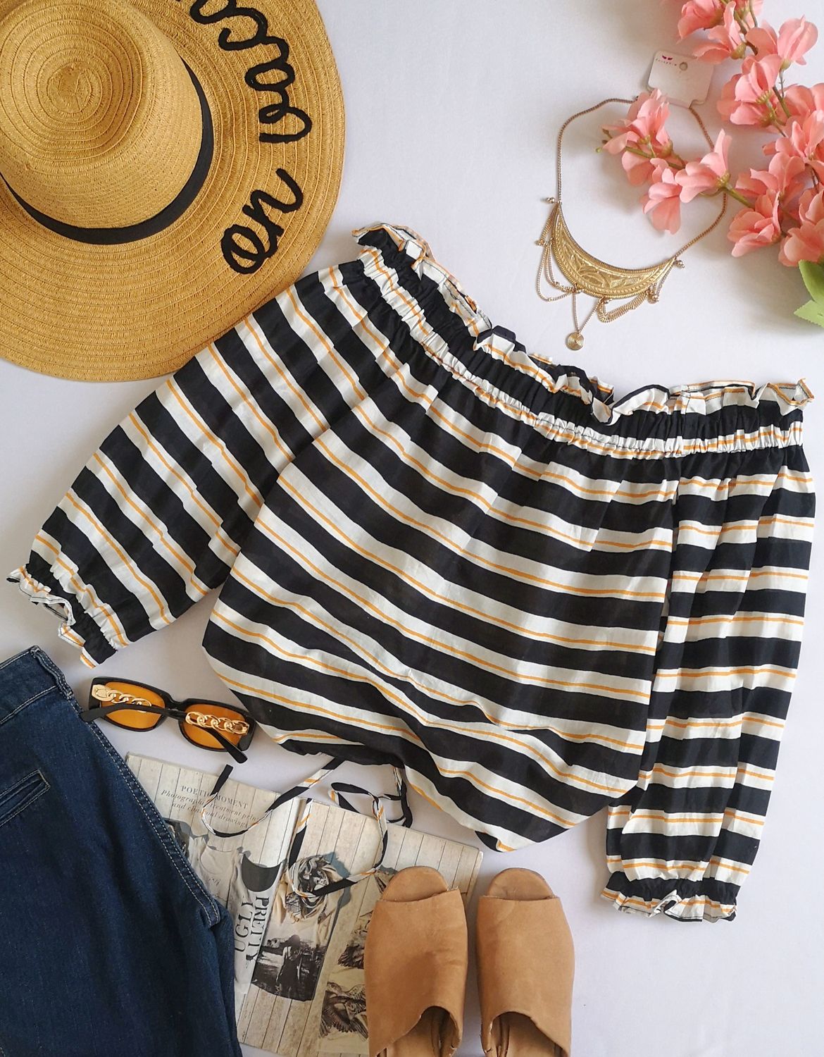 BLUSA HOMBROS DESCUBIERTOS INCLUYE COLLAR