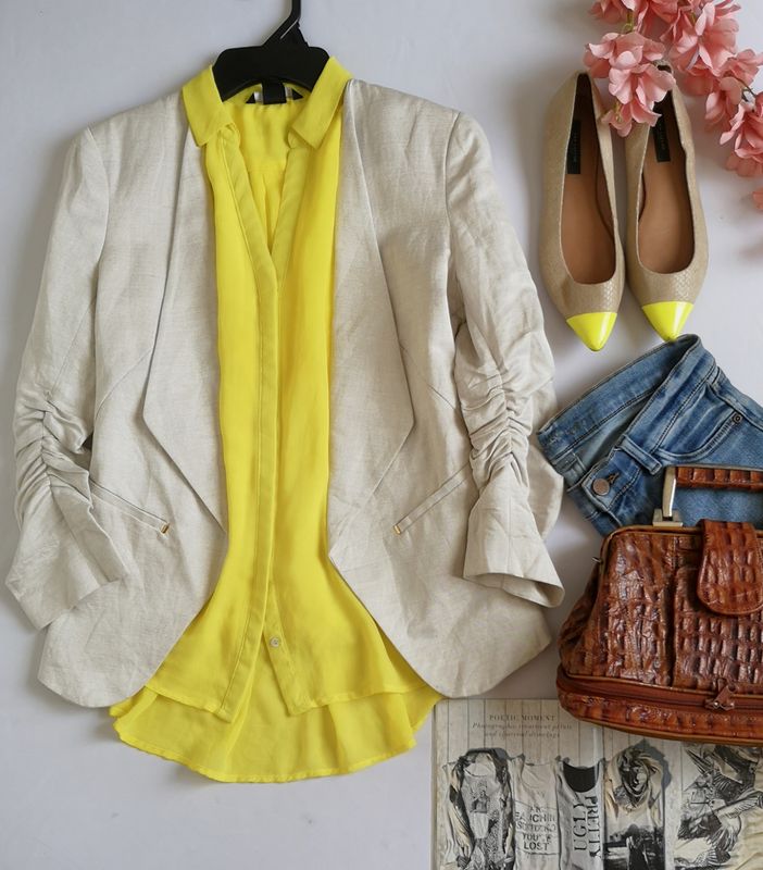 BLAZER MANGAS CORRUGADAS Y BLUSA DE CHIFON 💙