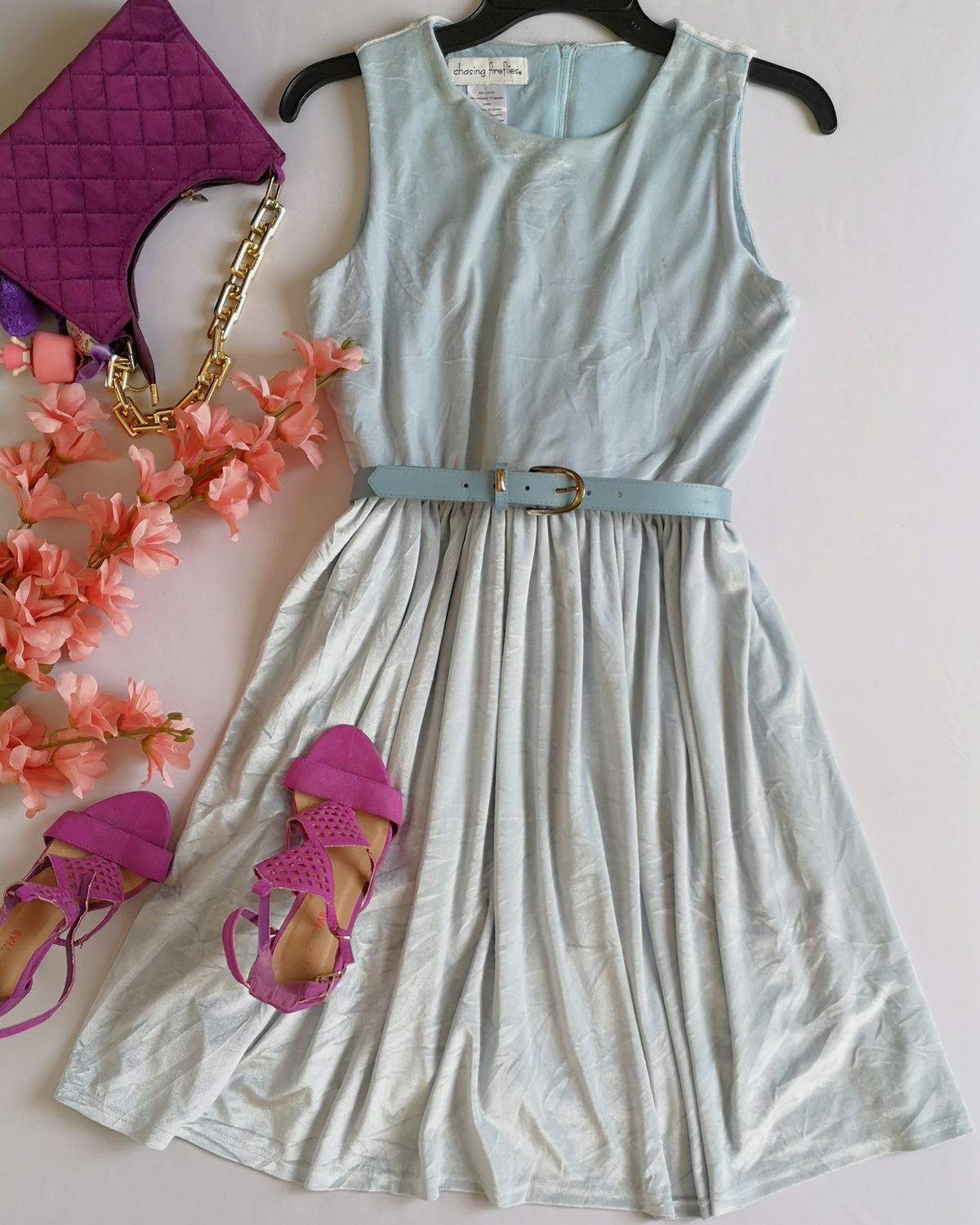 VESTIDO DE TERCIOPELO SIN MANGAS INCLUYE CINCHO 💙