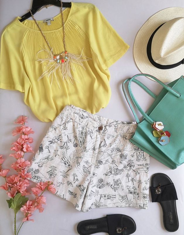 BLUSA DE CHIFÓN CON SHORT DE LINO ⚓💙