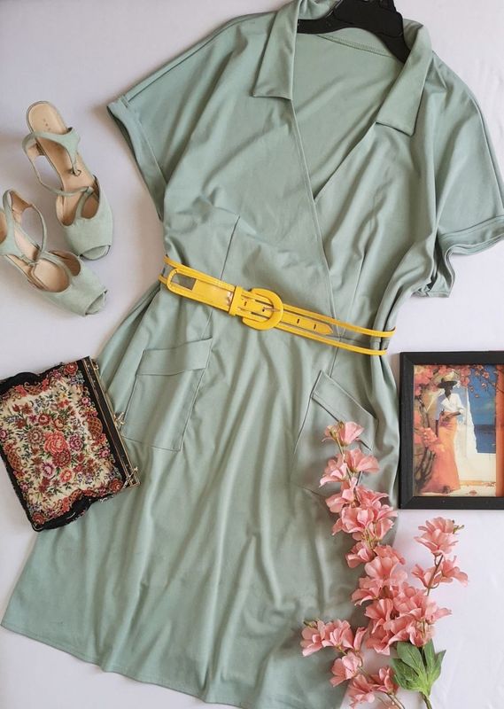 VESTIDO CON BOLSAS ADELANTE INCLUYE CINCHO ⚓
