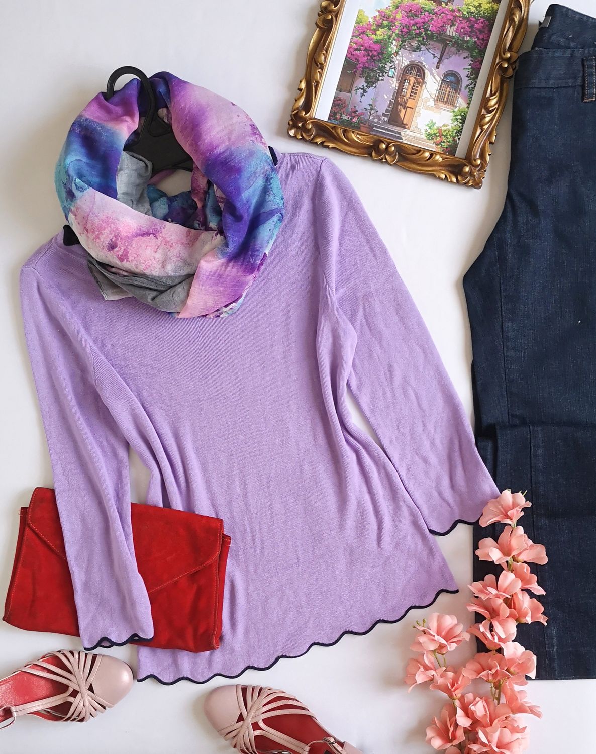BLUSA ACANALADA INCLUYE BUFANDA