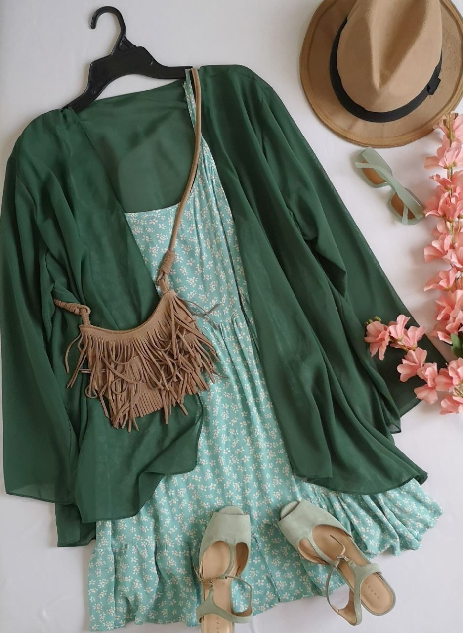VESTIDO CON KIMONO DE CHIFÓN 