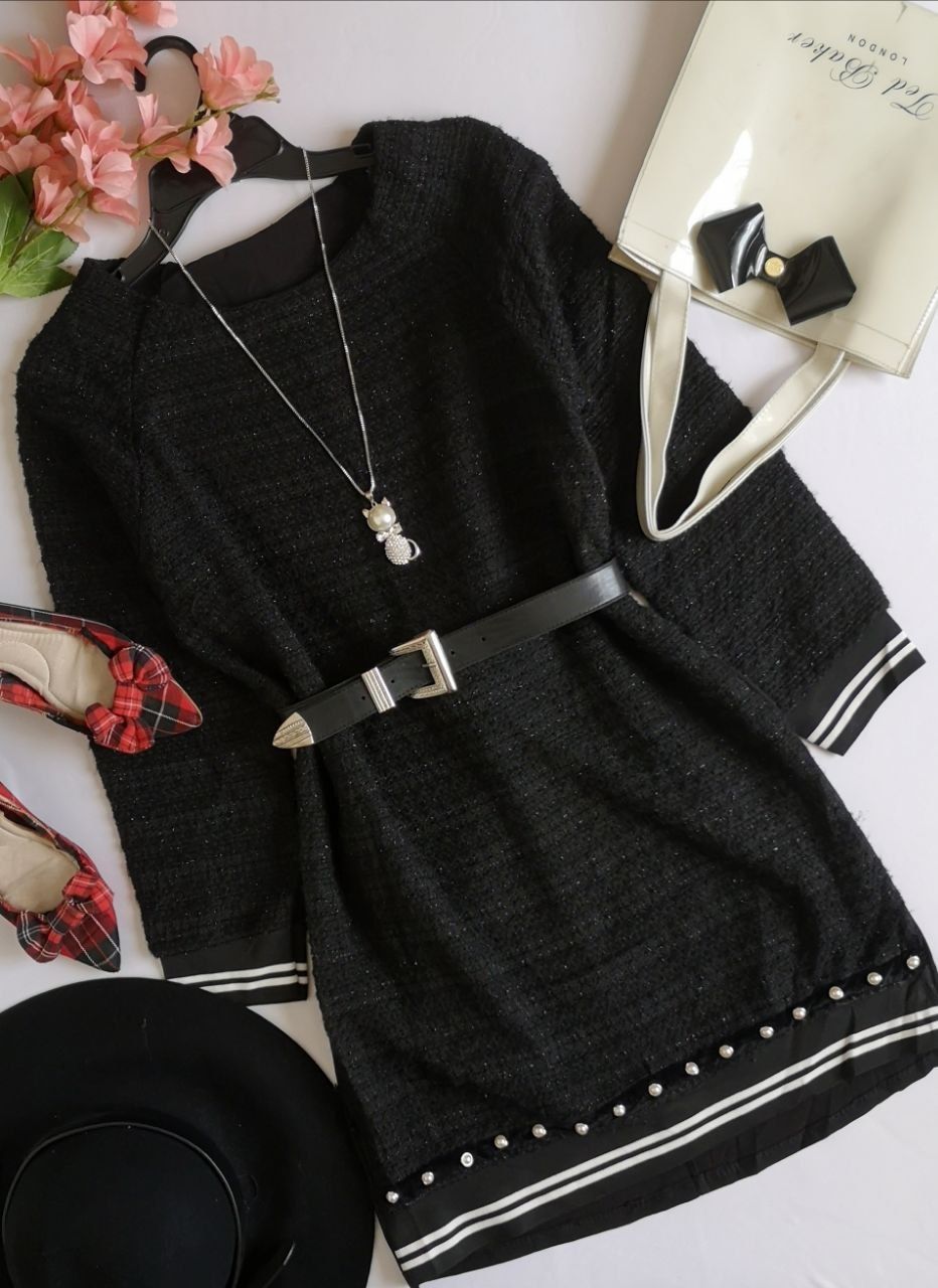 VESTIDO DE TWEED ADELANTE INCLUYE CINCHO 