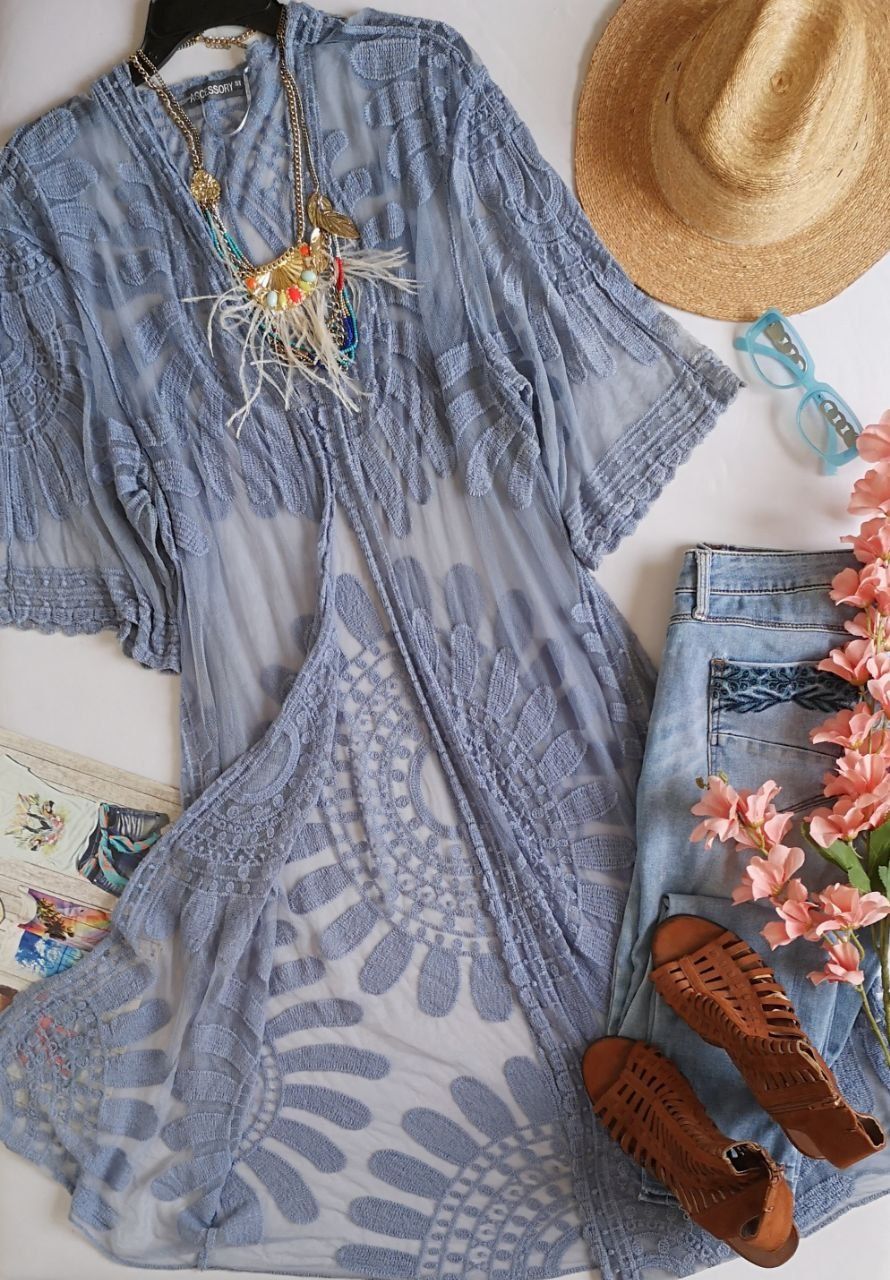 KIMONO DE TUL BORDADO 