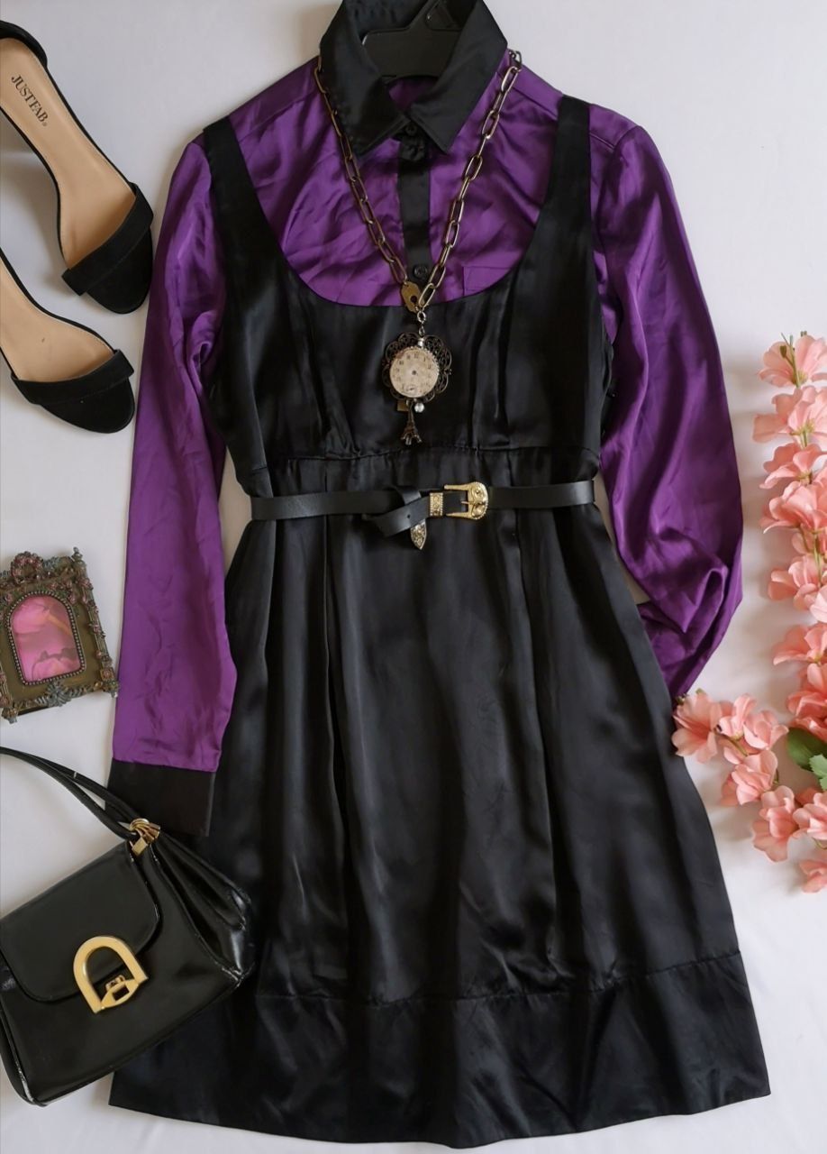 VESTIDO CORTE IMPERIO Y BLUSA TIPO SEDA