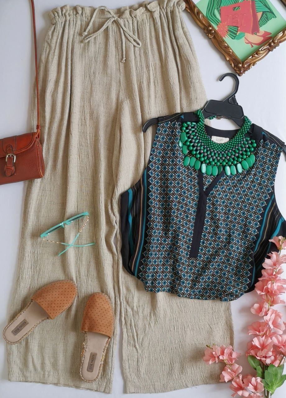 PALAZZO CON BLUSA SIN MANGAS 