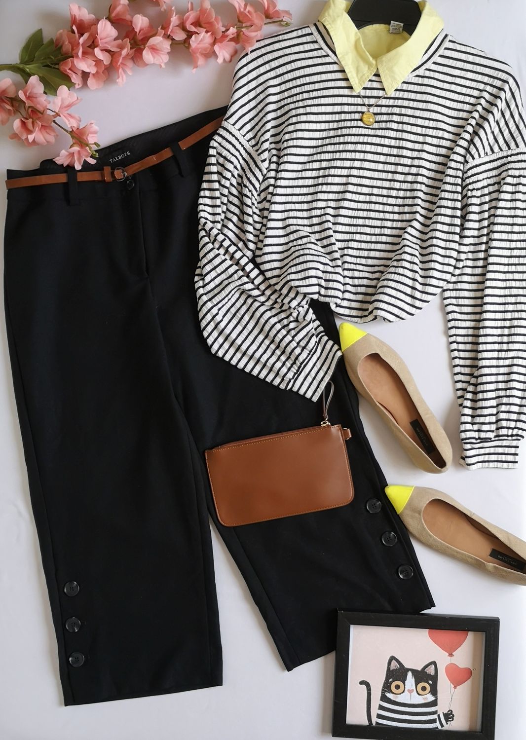PANTALÓN TIPO CULOTTE Y BLUSA HOMBROS CAÍDOS