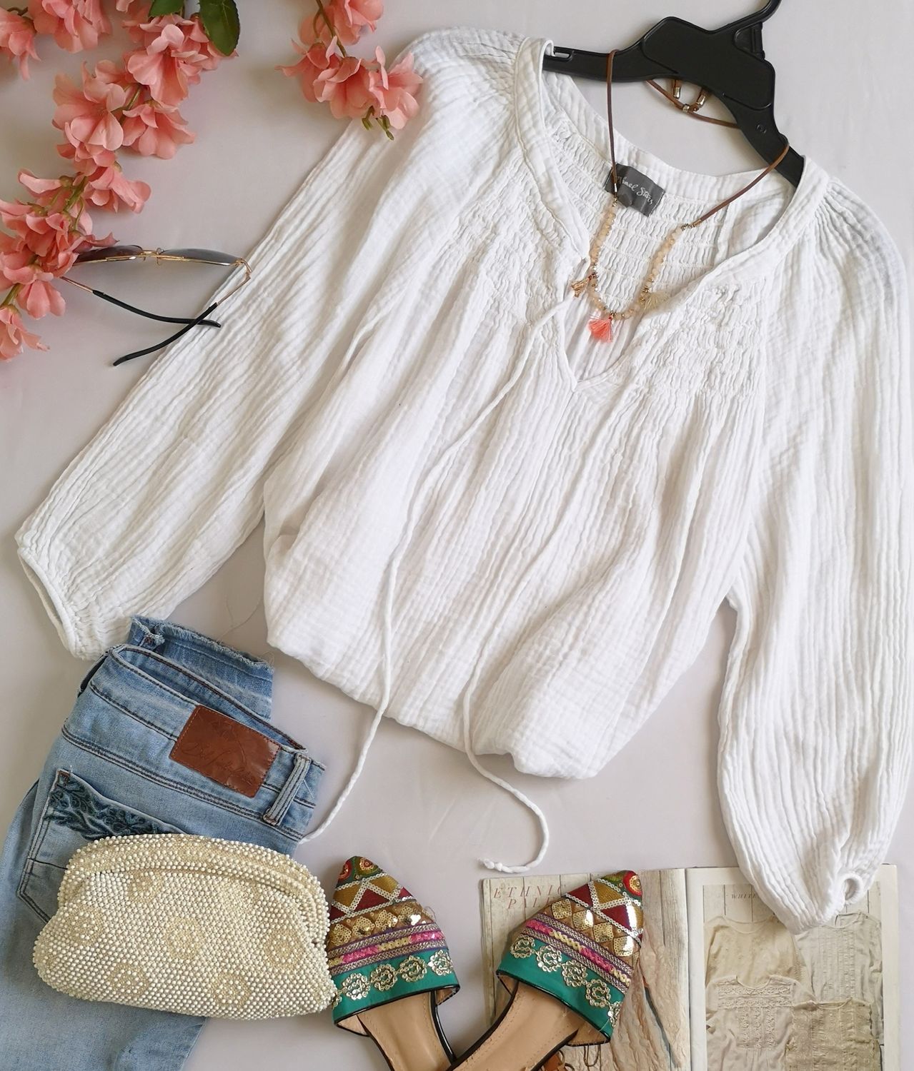 BLUSA TELA CORRUGADA INCLUYE COLLAR