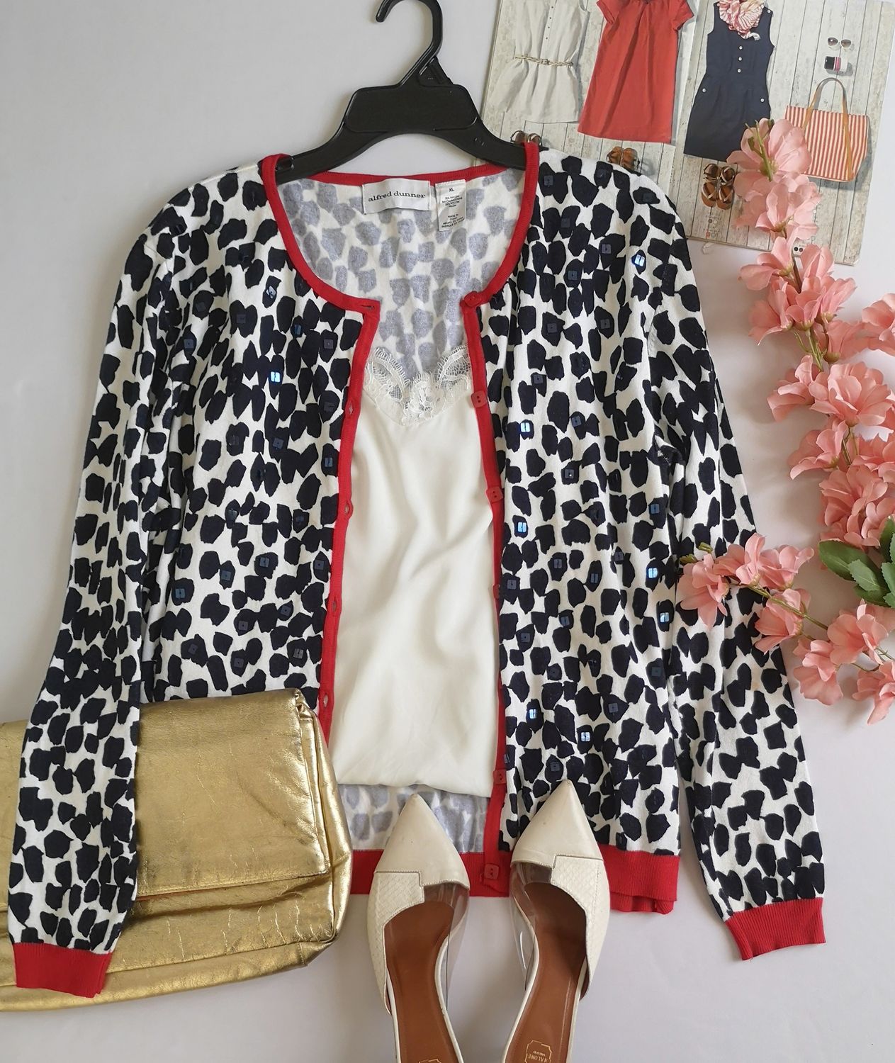 BLUSA DE TIRANTES Y CARDIGAN BORDADO DE LENTEJUELAS