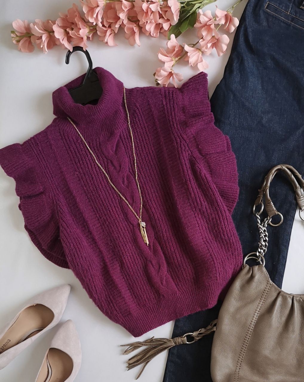 BLUSA CUELLO ALTO INCLUYE COLLAR 