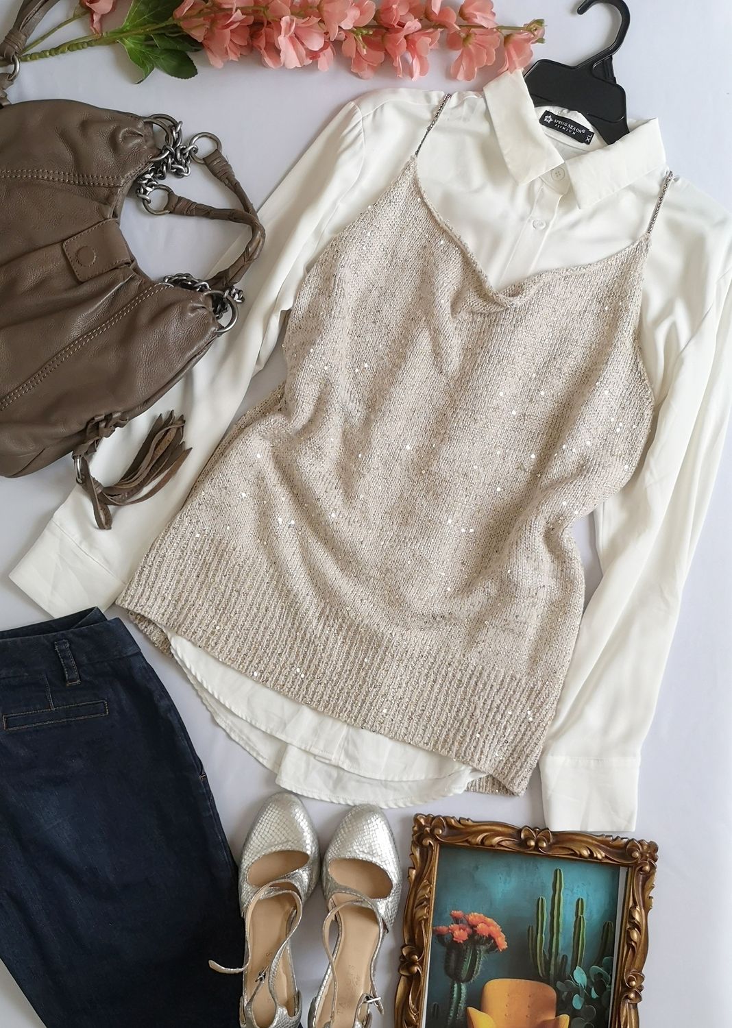 BLUSA MANGA LARGA Y BLUSA TEJIDA CON LENTEJUELAS ❤️