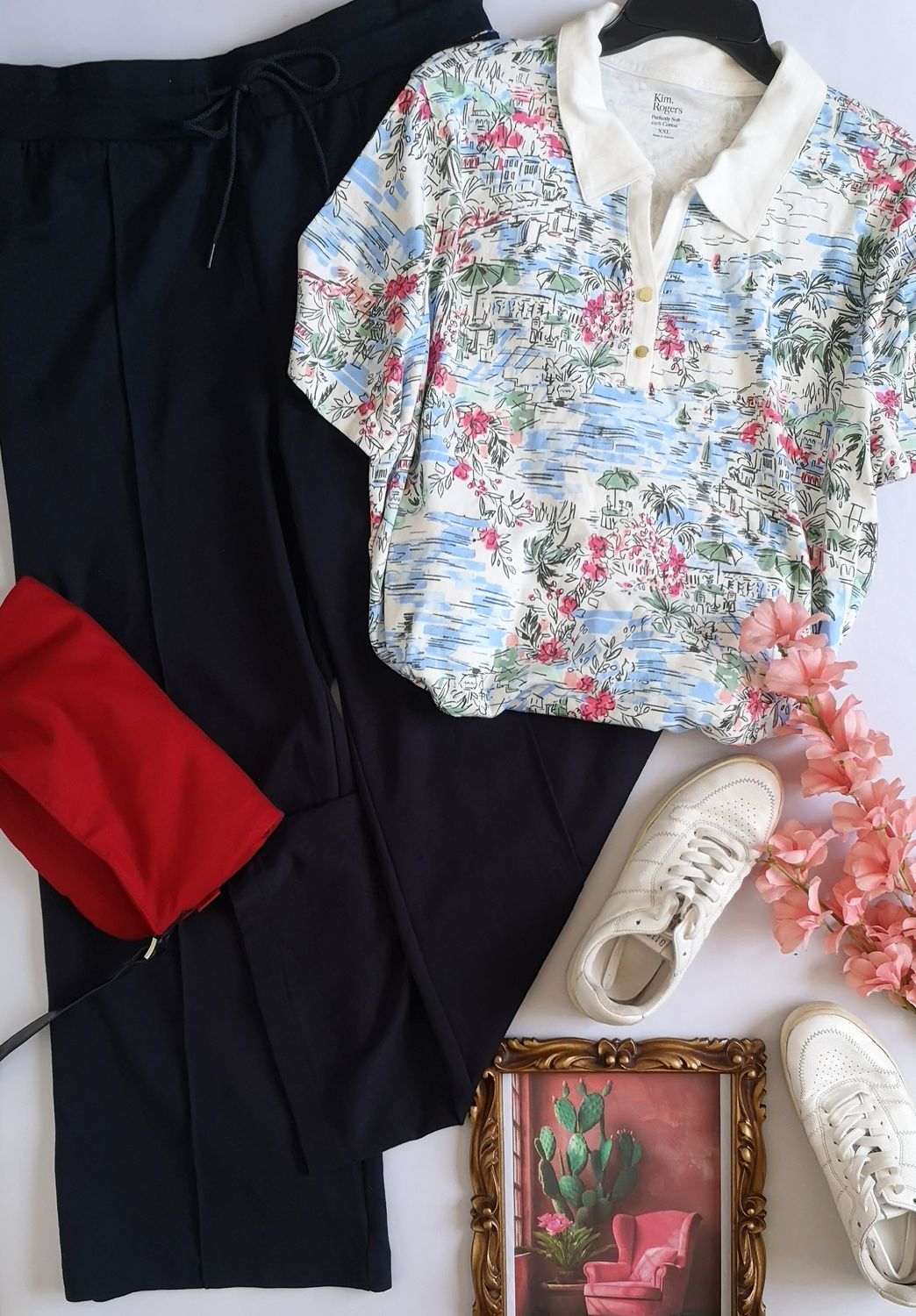 BLUSA TIPO POLO Y PALAZZO TELA SUAVE