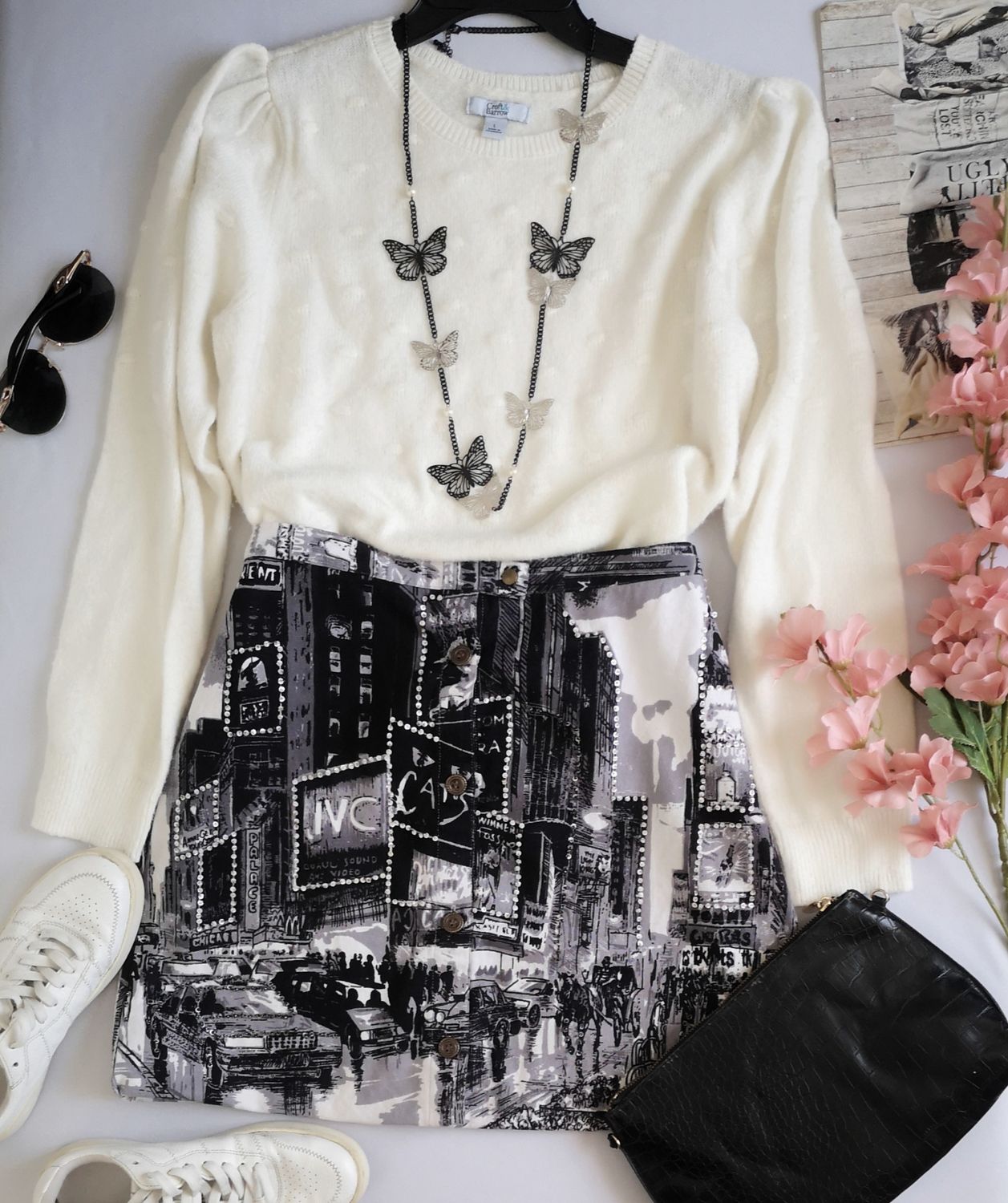 SUÉTER MANGAS PRINCESA Y FALDA CON BOTONES ADELANTE ⚓💙