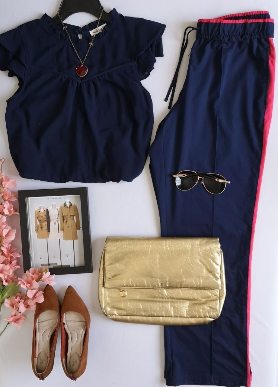 BLUSA DE CHIFÓN CON PANTALÓN TIPO JOGGER ⚓