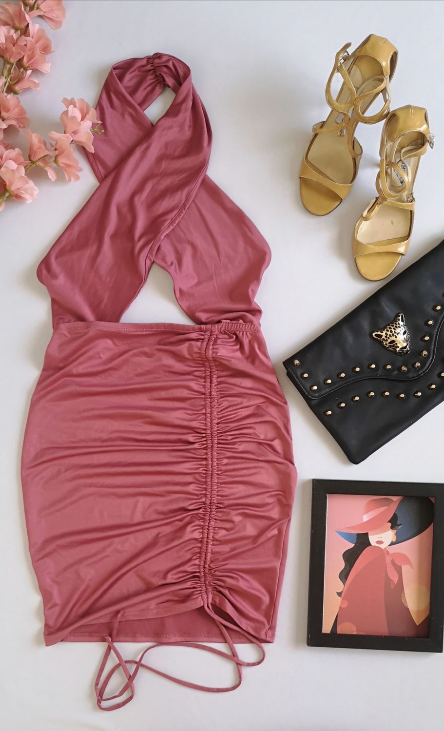 VESTIDO HALTER CORRUGADO DE EN LADO ❤️