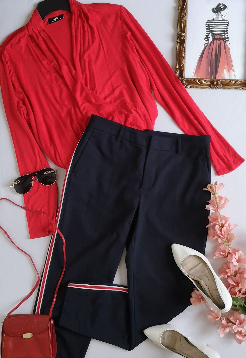BLUSA TRASLAPADA CERRADA Y PANTALÓN ZARA