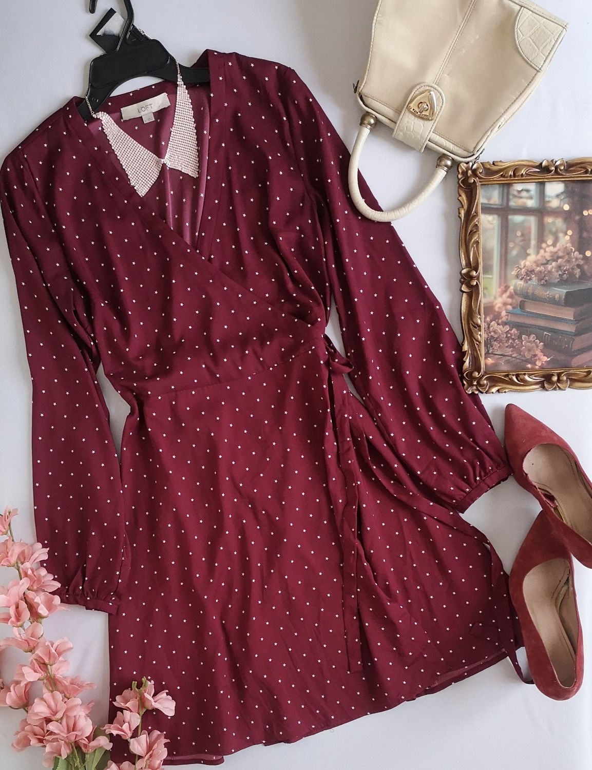 VESTIDO TRASLAPADO INCLUYE COLLAR