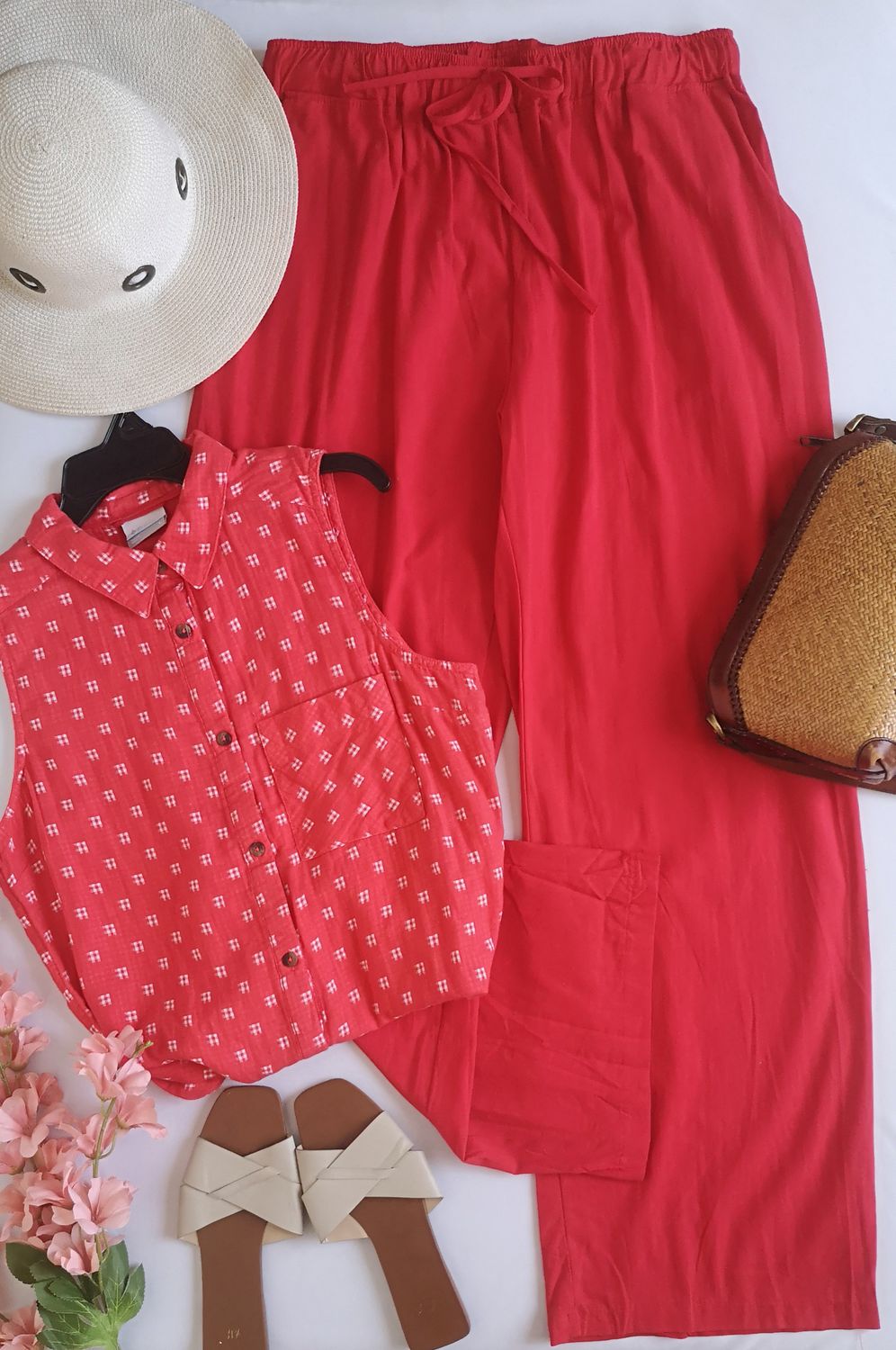 PALAZZO CON ELÁSTICO EN LA CINTURA Y BLUSA SIN MANGAS