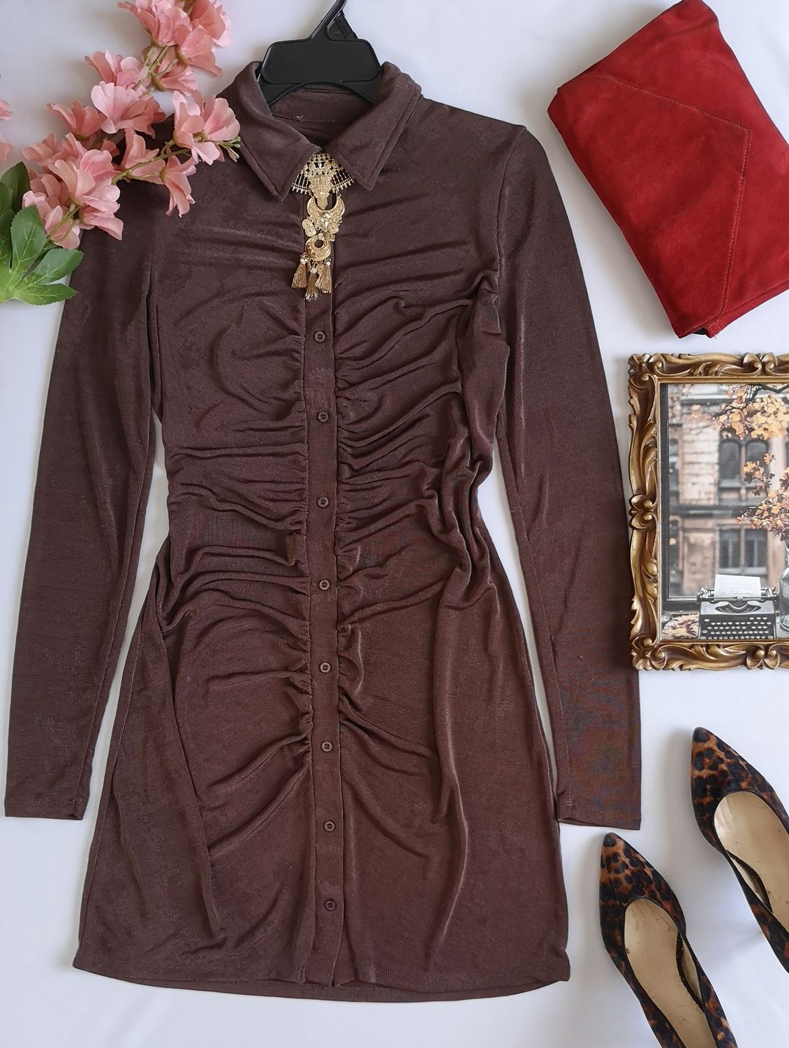 VESTIDO TELA SUAVE CORRUGADO DE ADELANTE 💙