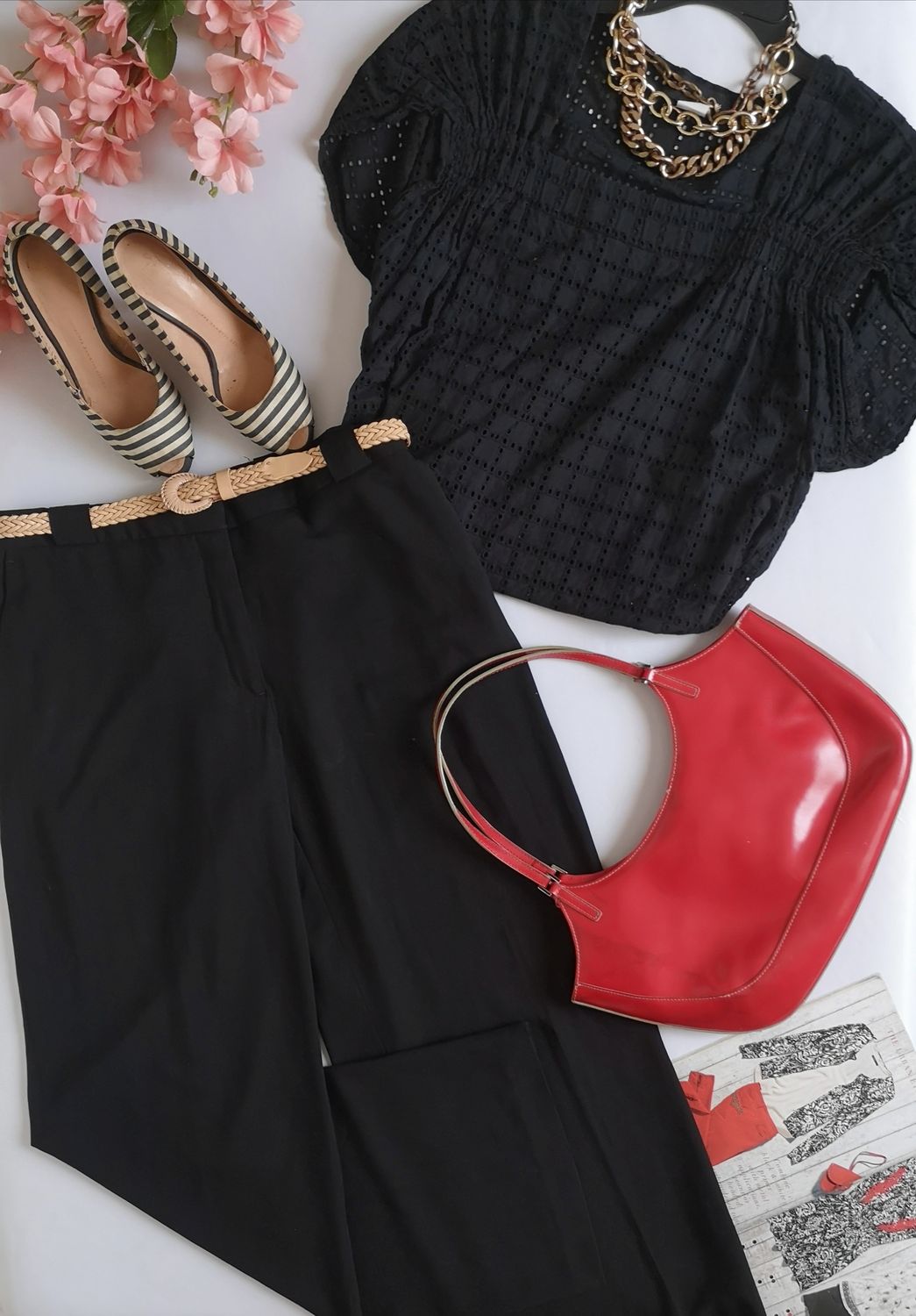 PALAZZO CON BOLSAS A LOS LADOS Y BLUSA DE ALGODÓN