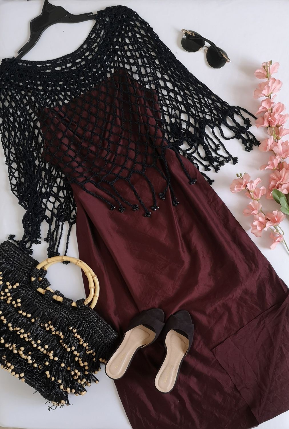 VESTIDO AL TOBILLO CON CHAL DE MACRAME ⚓