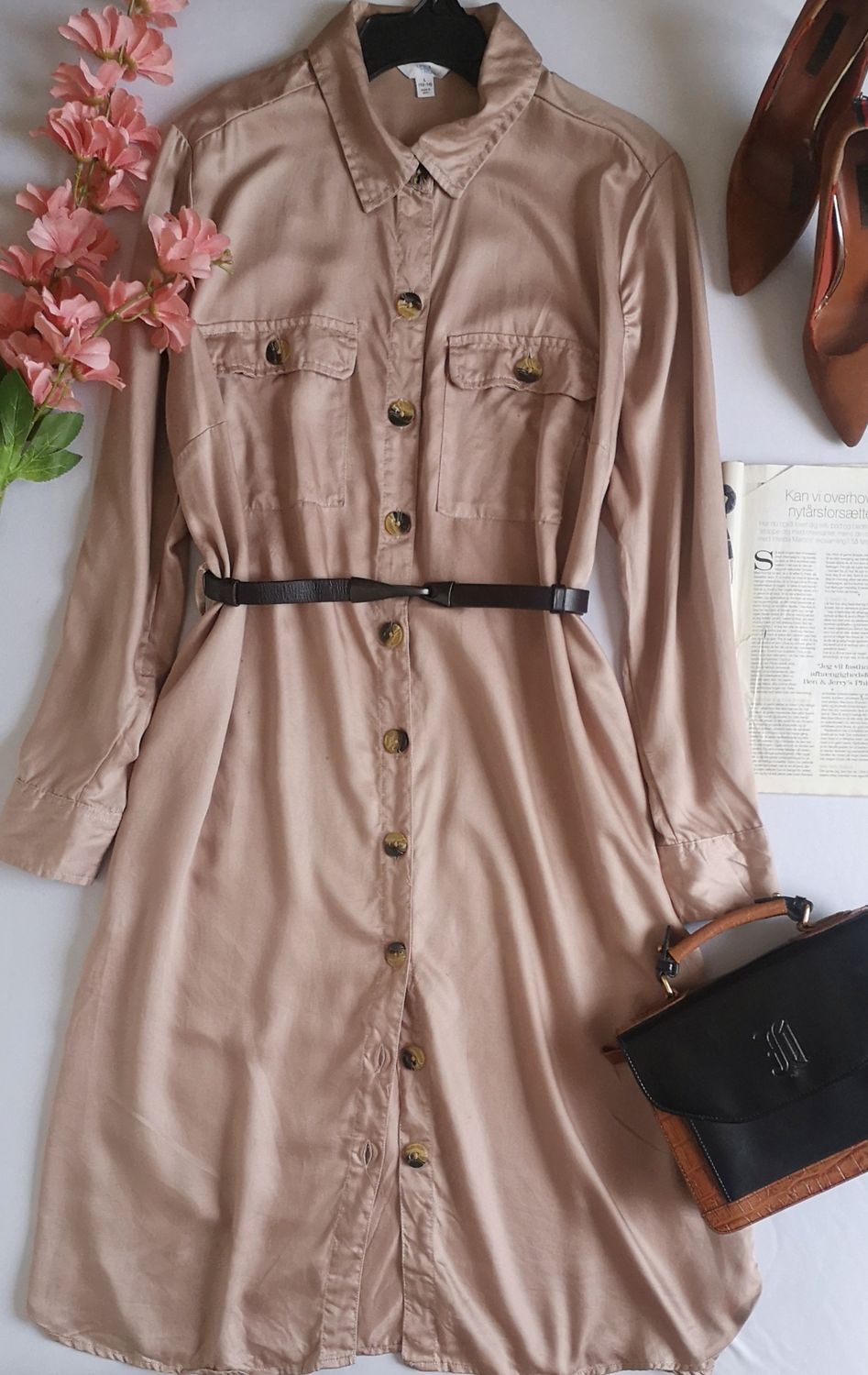 VESTIDO DE GABARDINA CON BOLSAS INCLUYE CINCHO ❤️