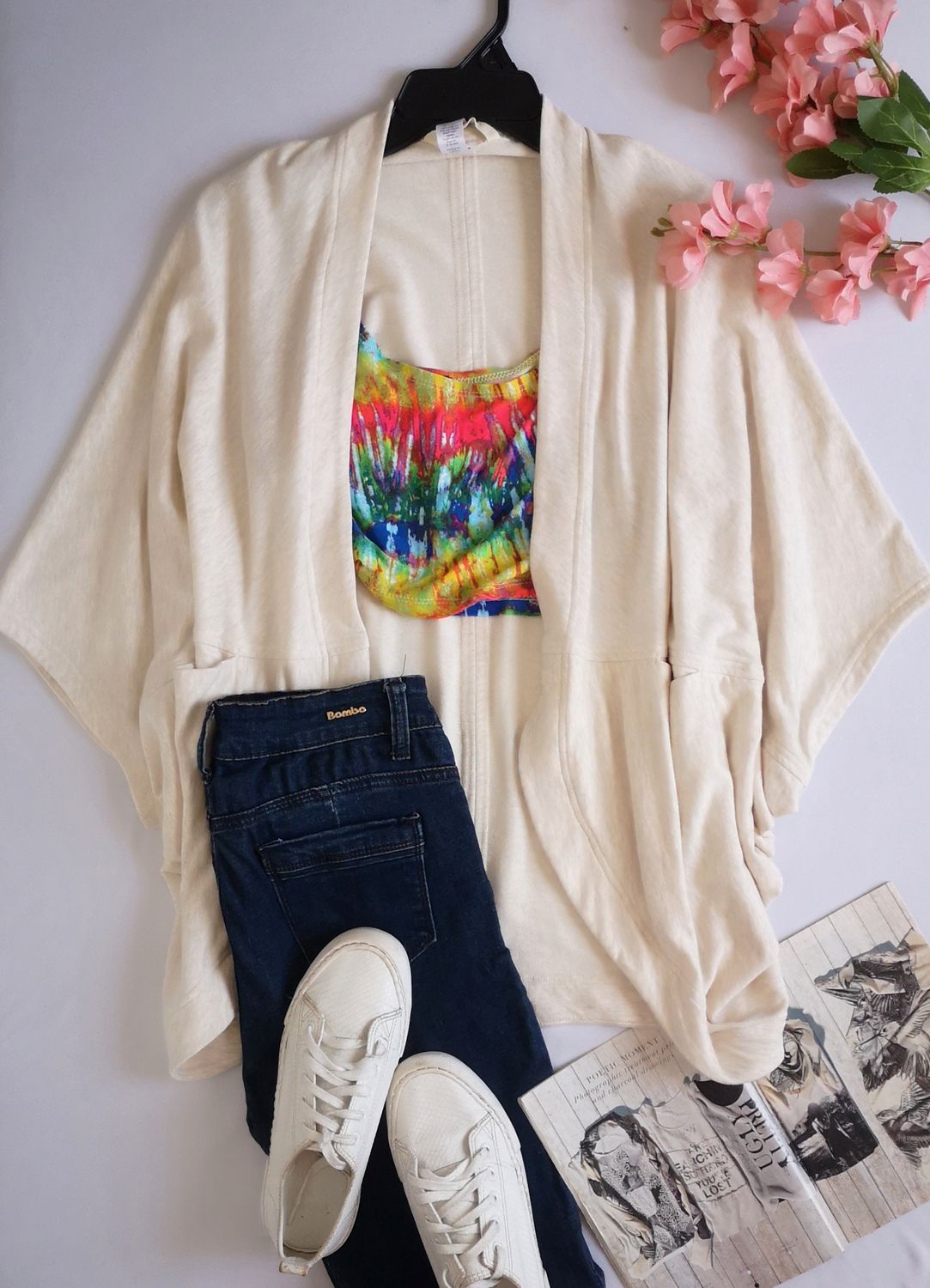 CÁRDIGAN TIPO KIMONO Y CROP TOP