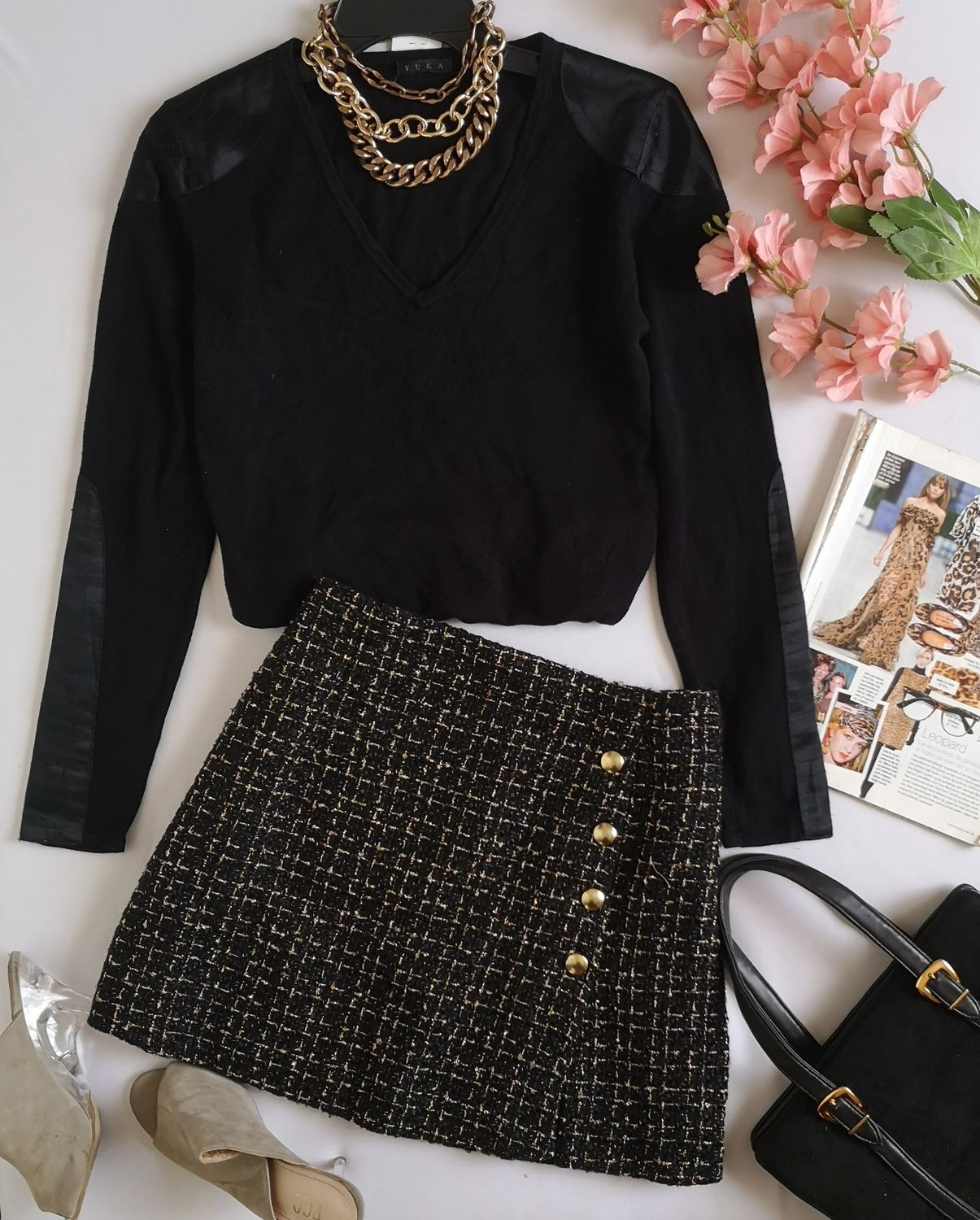 FALDA DE TWEED Y BLUSA TALLADA ⚓