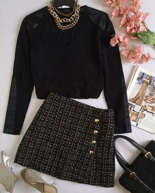 FALDA DE TWEED Y BLUSA TALLADA ⚓
