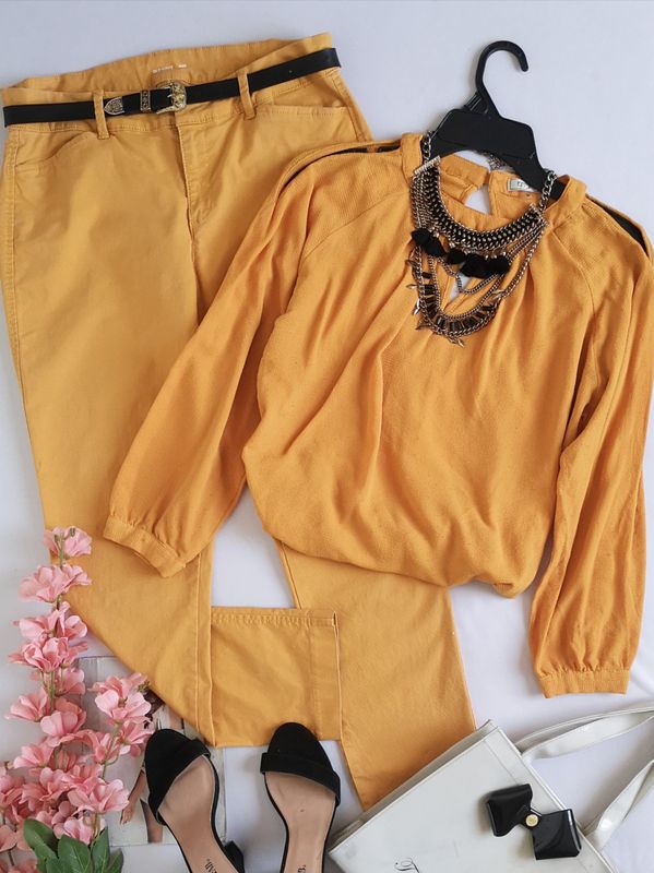 BLUSA ABIERTA DE LOS HOMBROS Y PANTALÓN PIXIE 💙