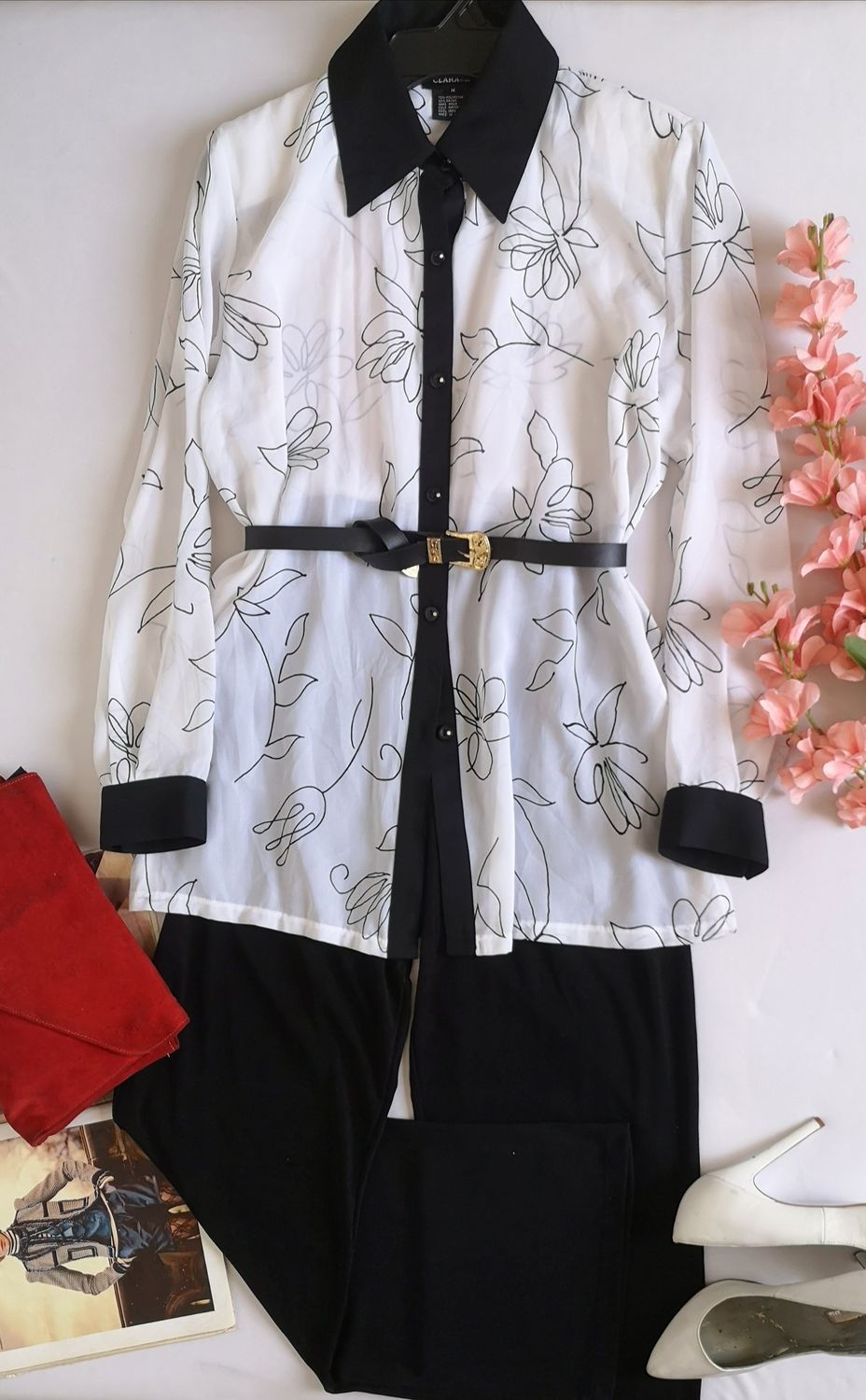 BLUSA LARGA CON HOMBRERAS Y PANTALÓN TIPO PALAZZO