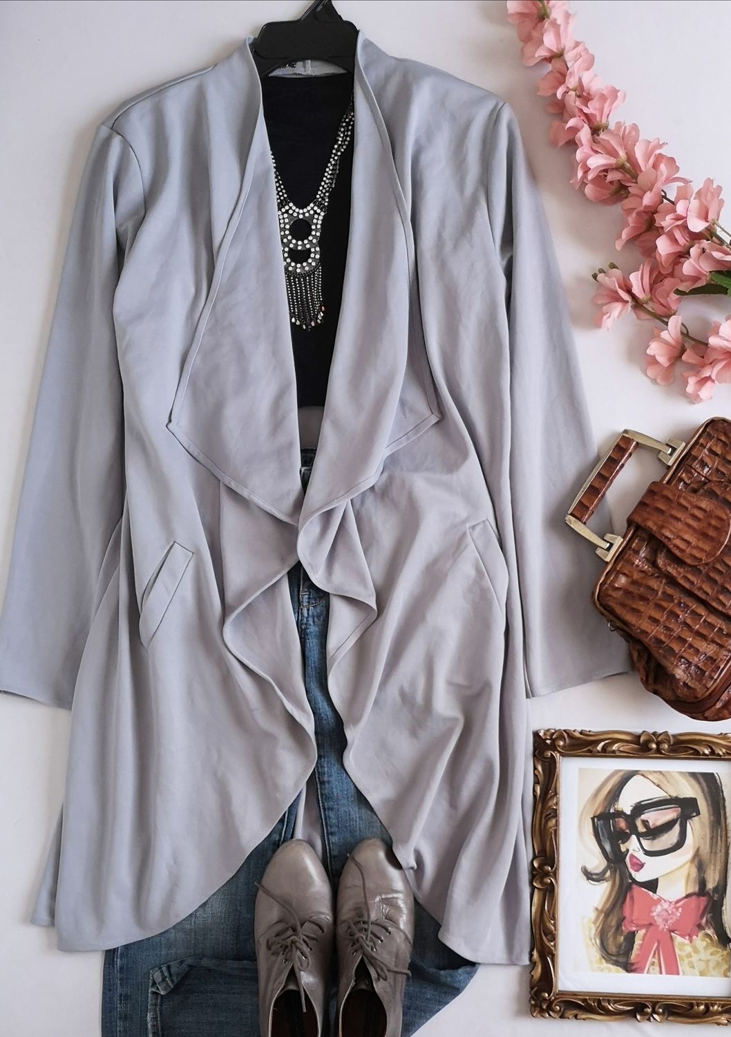 CHAQUETA LARGA  ASIMÉTRICA