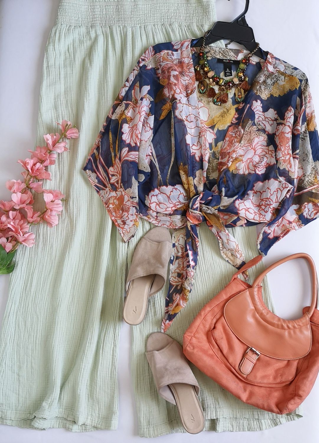 PALAZZO TELA SUAVE Y BLUSA CON NUDO ⚓