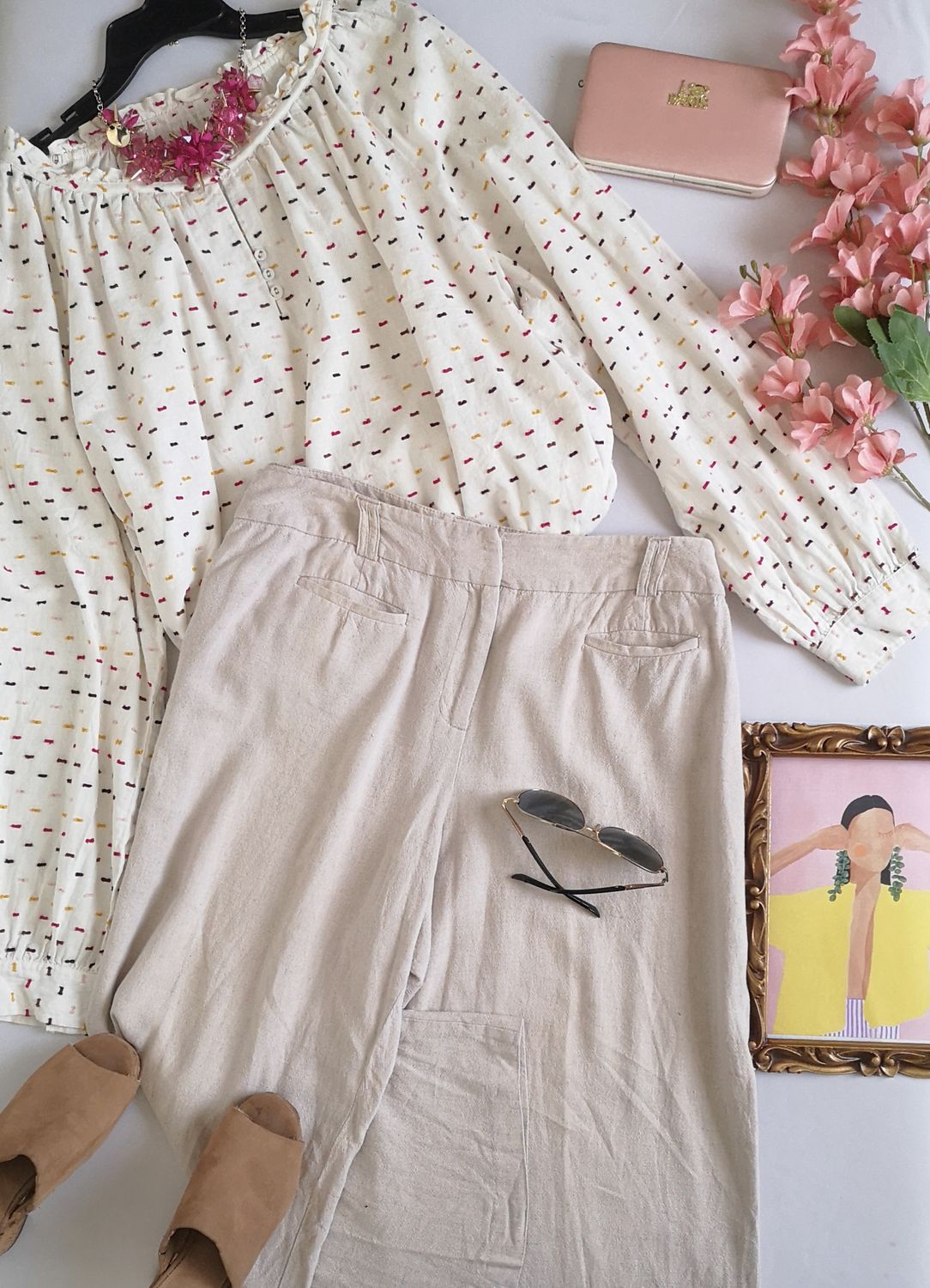 PANTALÓN CULOTTE DE LINO Y BLUSA ESTILO ANCHO ❤️