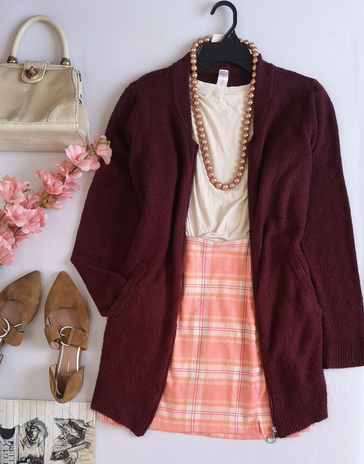 CÁRDIGAN CON ZIPPER Y FALDA CORTA 💙