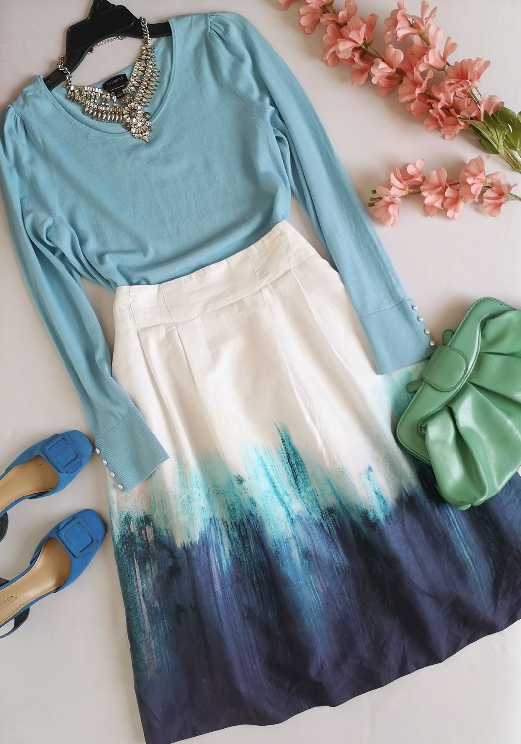 FALDA MIDI Y BLUSA CUELLO EN U ⚓