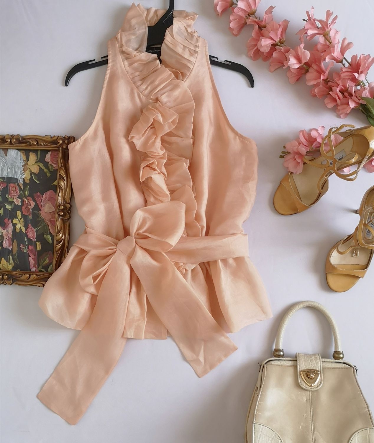 BLUSA DE SEDA CON CINTO