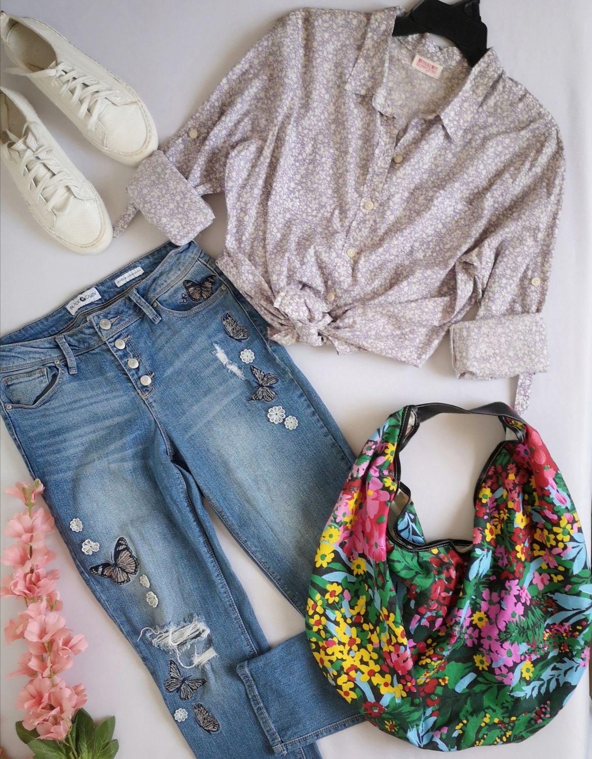 BLUSA MANGA LARGA DE ALGODÓN CON JEANS BORDADO ⚓